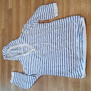 KEREN HART QUARTER LENGTH SLEEVED HOODIE BLUE AND WHITE NAUTICAL